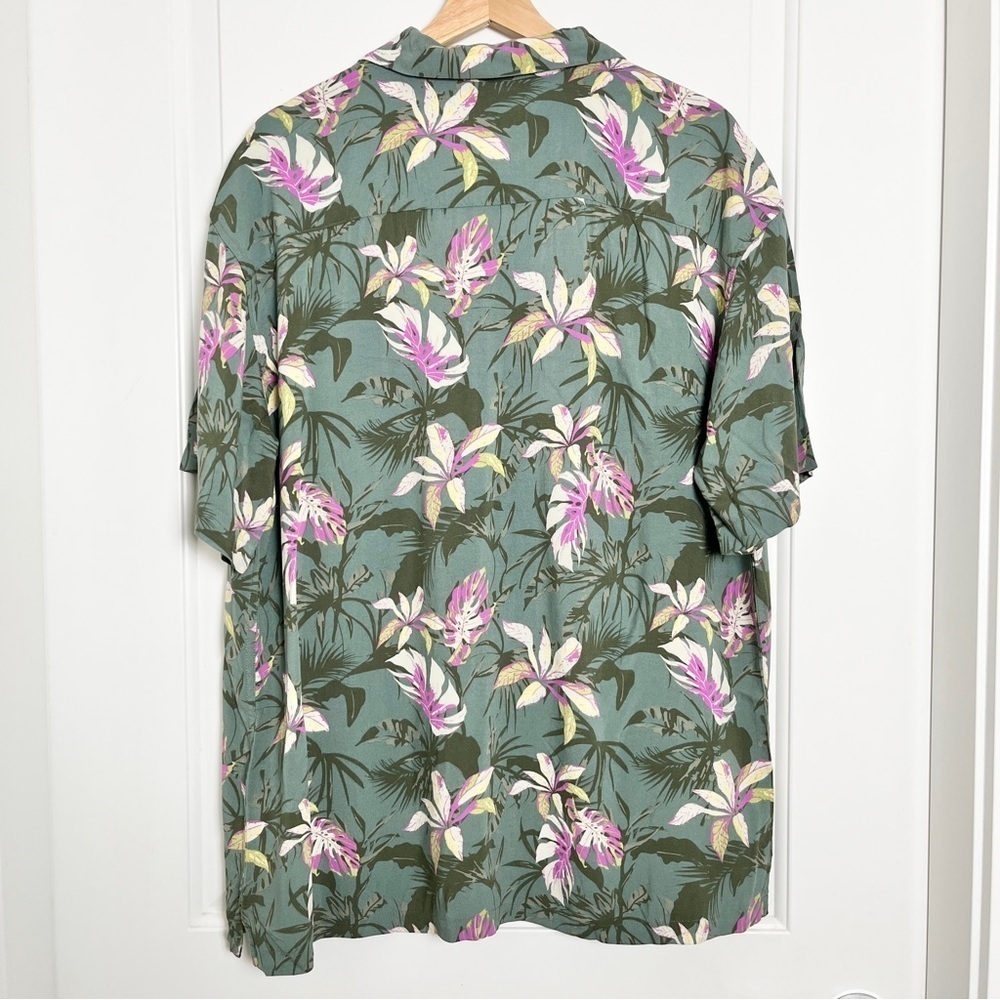 NWT Jack & Jones Green & Pink Floral Hawaiian Button-Down Shirt - Large - Picture 8 of 16